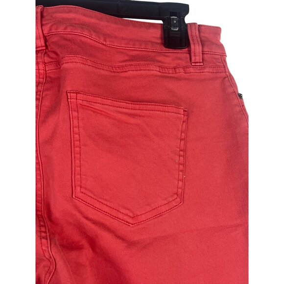 Chaps Womens Red Cropped Jeans 10 Denim High Rise Holidays Tomato Girl Vibrant - Picture 3 of 8